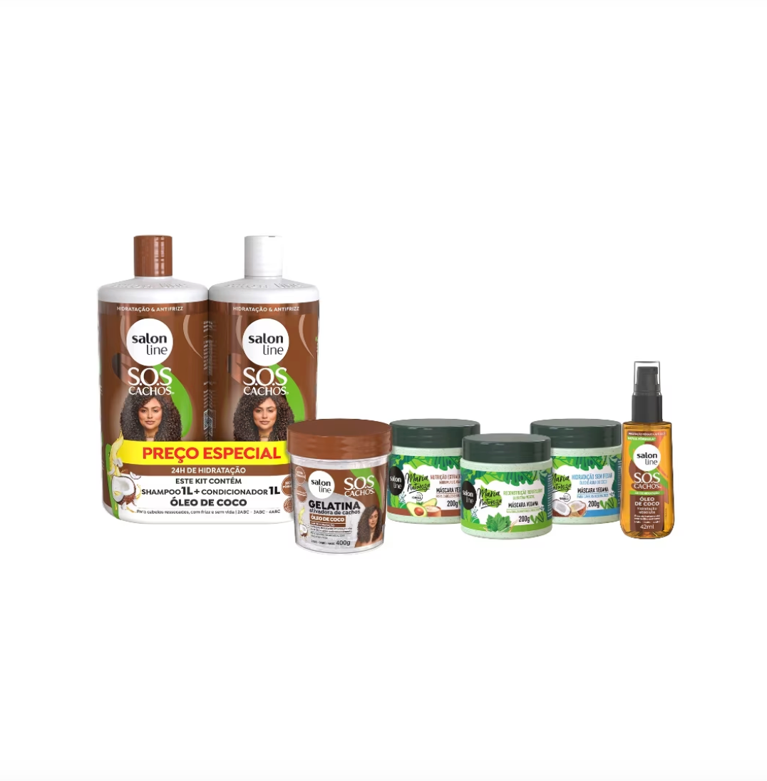 Kit completo para Hidratação com Maria Natureza e SOS Cachos