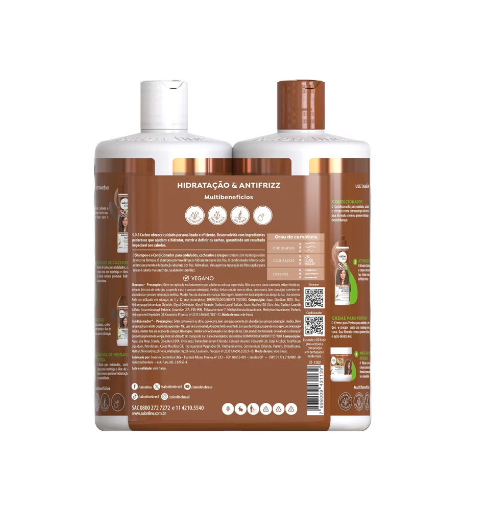 Kit SOS Cachos Coco Profundo Shampoo e Condicionador Litrão Salon Line