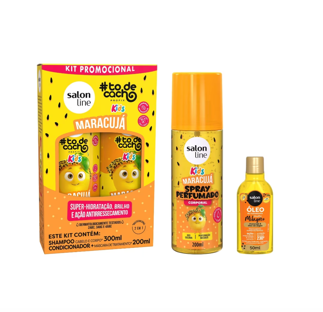 Kit Shampoo + Condicionador + Óleo Reparador e Spray Perfumado de Maracujá