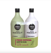 Kit S.O.S Hidratação Azeite de Oliva Shampoo e Condicionador Litrão Salon Line