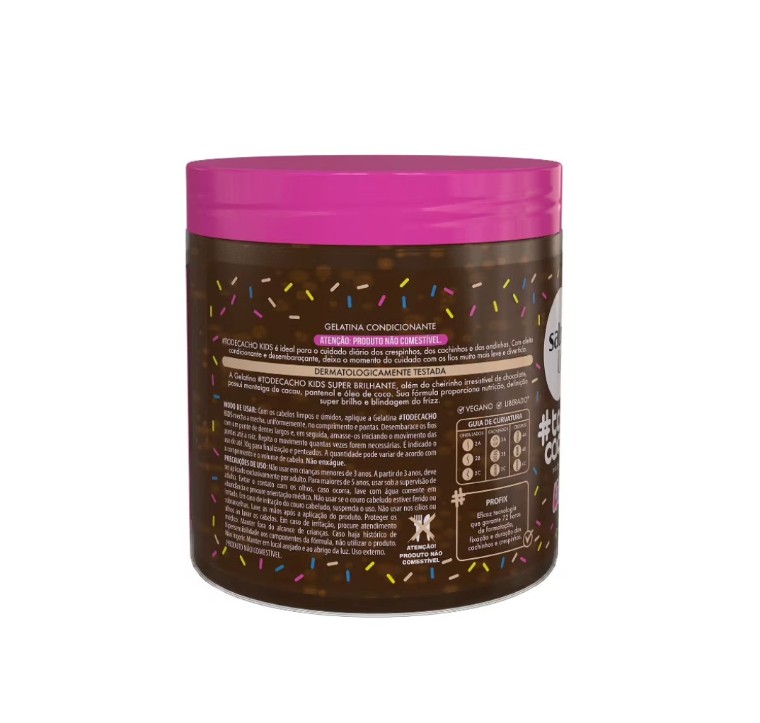 Gelatina Chocolate #todecacho Kids Super Brilhante 550g