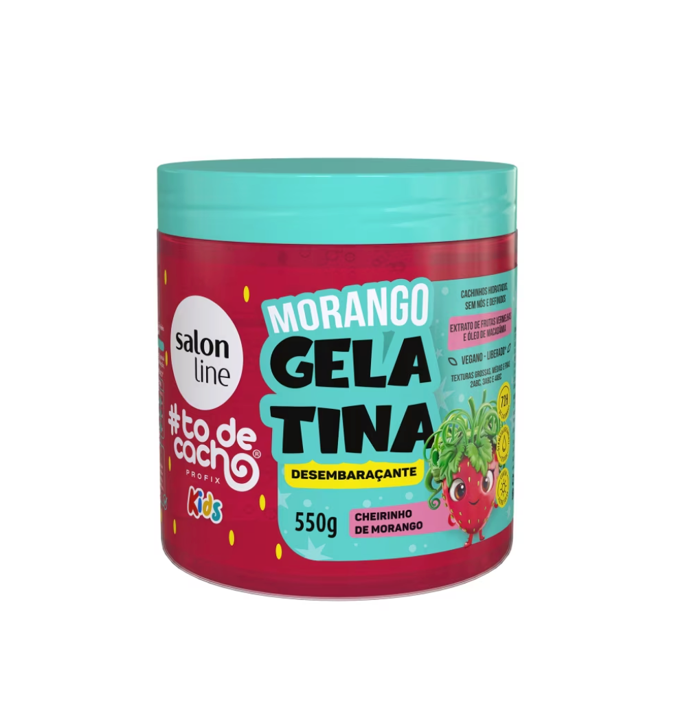 Gelatina Morango #todecacho Kids Desembaraçante 550g