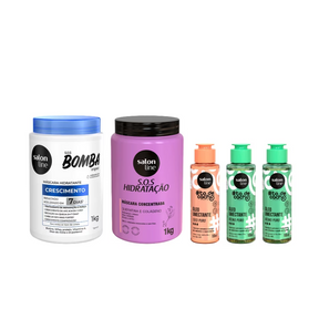 Cronograma capilar Bomba+Óleo Coco e Rícino+Bio-Reconstrução Salon Line